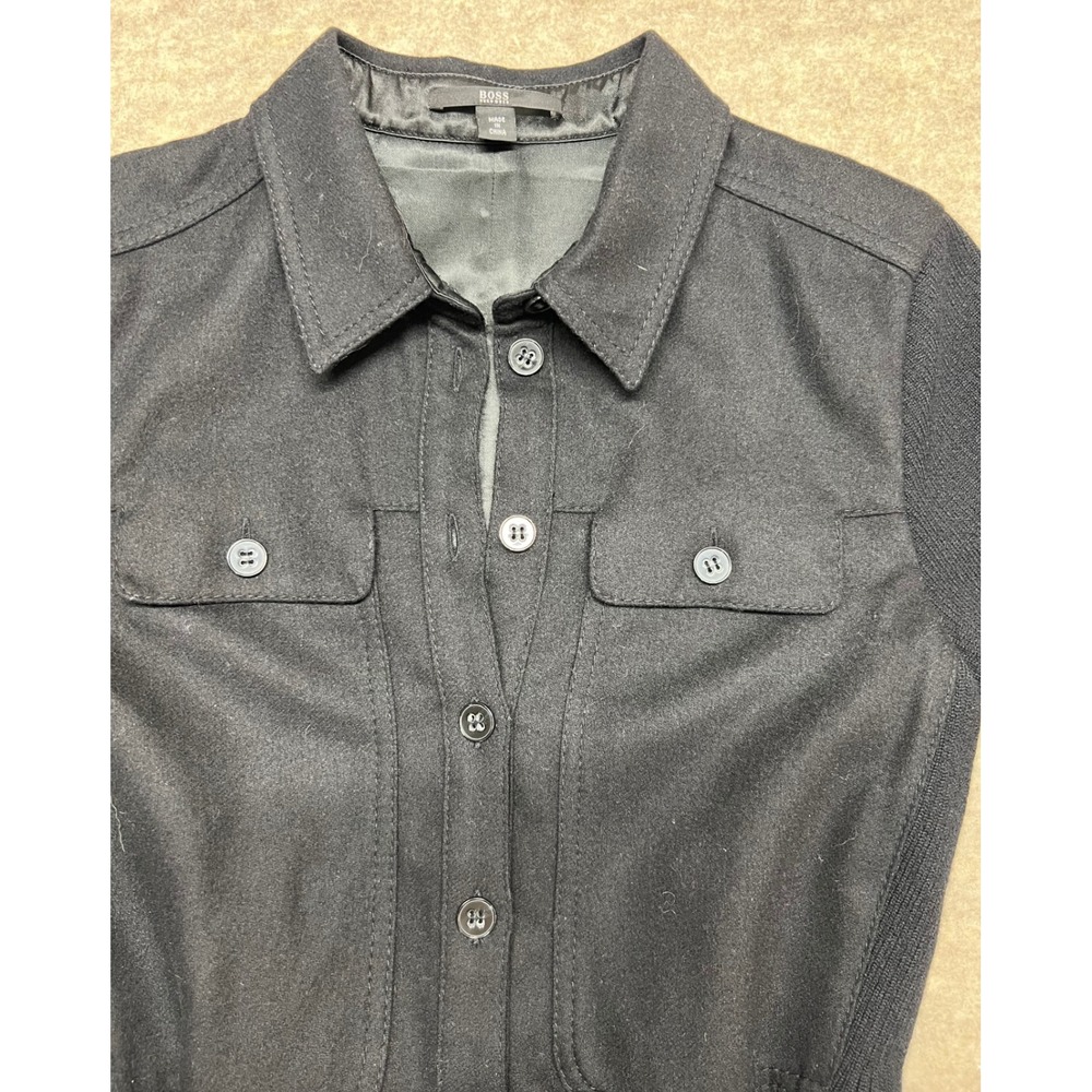 BOSS Hugo Boss Black Collared Belted Shirt Dress Short Sleeve Womens Size XS (2) - Picture 9 of 9